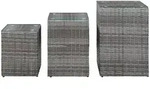 vidaXL Beistelltische 3 Stk. mit Glasplatte Grau Poly Rattan