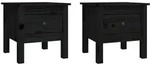 vidaXL Beistelltische 2 Stk. Schwarz 40x40x39 cm Massivholz Kiefer