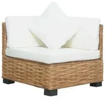 vidaXL Ecksofa mit Auflagen Natur Rattan