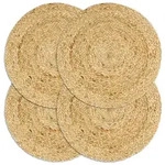 vidaXL Tischsets 4 Stk. Uni Natur 38 cm Rund Jute