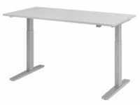 Schreibtisch T-Fuß, elektrisch höhenverstellbar, 160 x 80cm, grau/silber