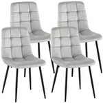 CLP 4er Set Esszimmerst&uuml;hle Antibes Samt Samt HBT: 84x45x55 cm grau