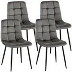 CLP 4er Set Esszimmerst&uuml;hle Antibes Samt Samt HBT: 84x45x55 cm dunkelgrau