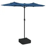 vidaXL Doppel-Sonnenschirm mit LED-Leuchten Azurblau 316x240 cm