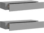 vidaXL Wandregale mit Schubladen 2 Stk. Grau 60x23,5x10 cm MDF
