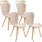 CLP 4er Set Esszimmerst&uuml;hle Elda Stoff Stoff HBT: 88x50x63 cm creme