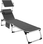 tectake Aluminium Sonnenliege Lorella gepolstert, klappbar Grau