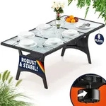 CASARIA&reg; Polyrattan Gartentisch Glasplatte 190x90x74cm schwarz