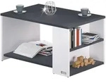 CASARIA&reg; Couchtisch Holz Wei&szlig; Schwarz mit Stauraum 2 F&auml;cher 90x60x50cm