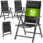 CASARIA&reg; Alu Gartenst&uuml;hle 4er Set Gepolstert 8-Fach Verstellbar Anthrazit