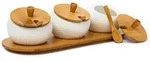 Relaxdays Gew&uuml;rzhalter JIAO, Keramik/Bambus, HxBxT:8,5x30,5x12cm, Gew&uuml;rzdosen mit
