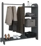 VCM Lempu Kleiderschrank Regal mit Kleiderstange 4 Ablagen anthrazit.
