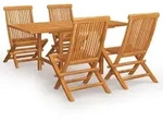 vidaXL 5-tlg. Garten-Essgruppe Massivholz Teak