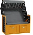 vidaXL Strandkorb mit Dach Poly Rattan & Massivholz Schwarz Anthrazit