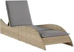 vidaXL Sonnenliege mit Auflage Beige 60x205x73 cm Poly Rattan