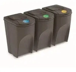 Set mit 3 105-l-Prosperplast-Sortibox-Kunststoff-Recyclingbeh&auml;ltern in Grau