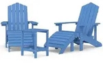 Adirondack-Gartenst&uuml;hle mit Hocker & Tisch HDPE | vidaXL : Farbe - Aquablau