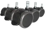 5x Hartbodenrollen mit Feststellbremse ROLO STOP 10mm / 65mm (5er Pack) hjh OFFICE