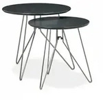 Relaxdays Beistelltisch 2er Set, Wohnzimmertische aus Holz, &Oslash;48/40 cm, grau-matt