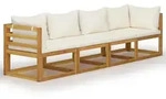 vidaXL 4-Sitzer-Gartensofa mit Auflagen Creme Akazie Massivholz