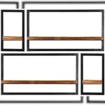 SIT M&ouml;bel Wandregal-Set | 4-teilig | B&ouml;den Mango-Holz natur | Rahmen Altmetall