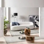 SalesFever Nierensofa 3-Sitzer | mit abgerundeten Armlehnen | Bezug Boucl&eacute; Stoff | B