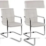 CLP 2er Set St&uuml;hle Gandia Kunstleder wei&szlig;/chrom