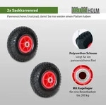 TRUTZHOLM 2x Sackkarrenrad PU-Rad 260x85 mm 3.00-4 60 mm versetze Nabe &Oslash; 20 mm rot
