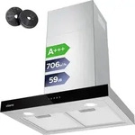 CIARRA A+++ Dunstabzugshaube 60 cm 706 m3/h Wandhaube WIFI +APP & Touch Control...