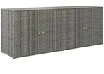 vidaXL Gartenschrank Grau 198x55,5x80 cm Poly Rattan