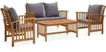 vidaXL 4-tlg. Garten-Lounge-Set mit Auflagen Massivholz Akazie