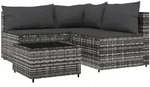 vidaXL 4-tlg. Garten-Lounge-Set mit Kissen Grau Poly Rattan