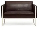 Loungesofa ARUBA Gestell wei&szlig;grau Kunstleder 2-Sitzer braun hjh OFFICE