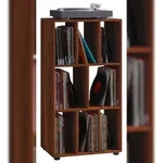 Ebuy24 Schaltino Regal retro f&uuml;r LP Platten Rack 8 Regale Kern-Nussbaum dekor.