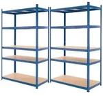 ECD Germany 2er Set Werkstattregal Schwerlastregal 200x100x50 cm Blau