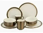 CreaTable Modern Industrial Weiss-gold Kombiservice 8-tlg Steinzeug