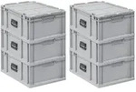 PROREGAL 6x Eurobox NextGen Portable | HxBxT 23,5x40x60cm | 44 Liter | Eurobeh&auml;lter,