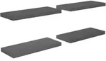 vidaXL Schweberegale 4 Stk. Hochglanz-Grau 60x23,5x3,8 cm MDF