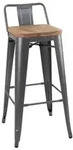 Bolero Bistro Hochbarstuhl Mit Holzsitz Grau (4 St&uuml;ck)
