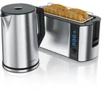 Arendo 2-teiliges Fr&uuml;hst&uuml;cksset, Edelstahl Wasserkocher 2200W, 4-Scheiben