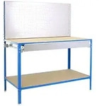 PROREGAL Werkbank Bufallo Light mit Lochwand & 2 Ebenen | HxBxT 144,5x120x60cm 
