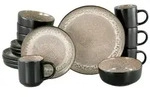 CreaTable Nordic Fjord Beige - Schwarz Kombiservice 16-tlg Steinzeug