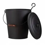 Relaxdays Ascheeimer mit Deckel, Stahl Kohleeimer mit 24 L Stauraum, Kamineimer mit
