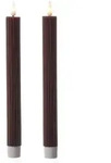 LED Stabkerzen gerillt Tafelkerzen Dinner Spitzkerzen H: 25cm braun 2St.