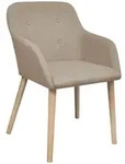 vidaXL Esszimmerst&uuml;hle 6 Stk. Beige Stoff und Massivholz Eiche