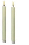 LED Stabkerzen gerillt Tafelkerzen Dinner Spitzkerzen 25cm creme 2St.