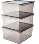 Keeeper - Set aus 3 Aufbewahrungsboxen Polypropylen 18L in transluzentem Grau