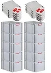 PROREGAL 10x Eurobox NextGen Color mit Auflagedeckel & Schiebeschnappverschl&uuml;sse 