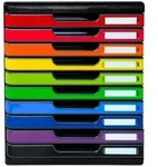 Exacompta 302798D 1x Schubladenbox MODULO A4, 10 geschlossene Laden - Regenbogen