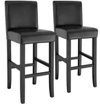 tectake Barhocker aus Kunstleder - 2er Set schwarz